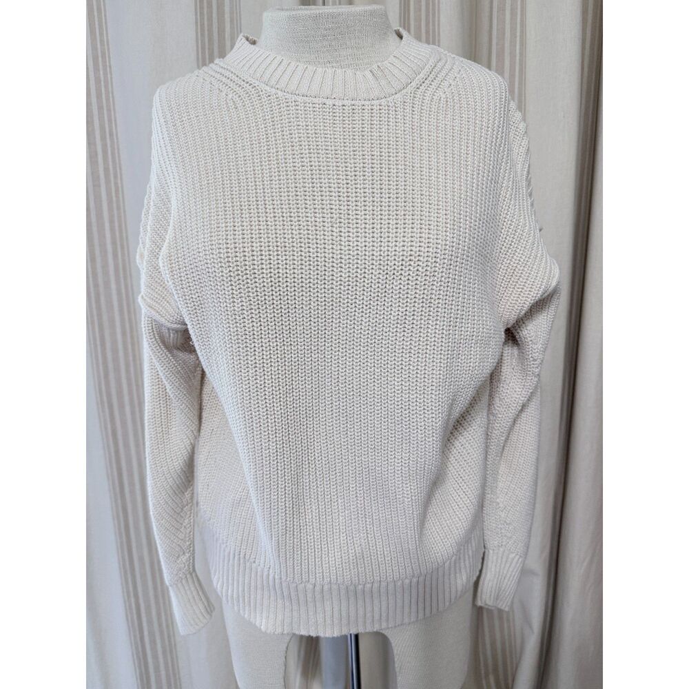 American Eagle Women’s XS Cream 100% Cotton Chunky Knit Sweater
